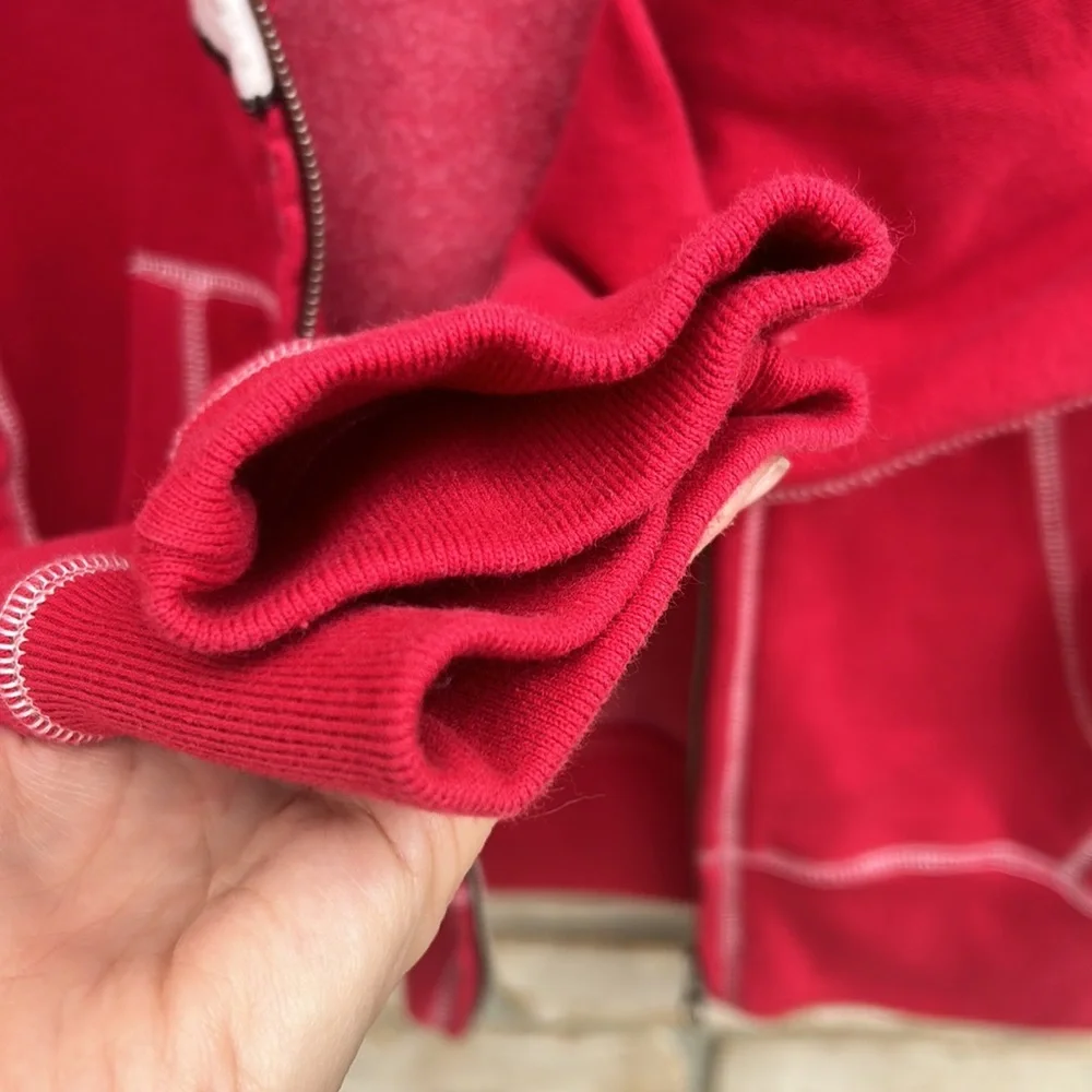 Lucky Brand Vintage Inspired Full Zip Jacket Sweatshirt Hoodie Peace Sz S Red - Picture 10 of 16